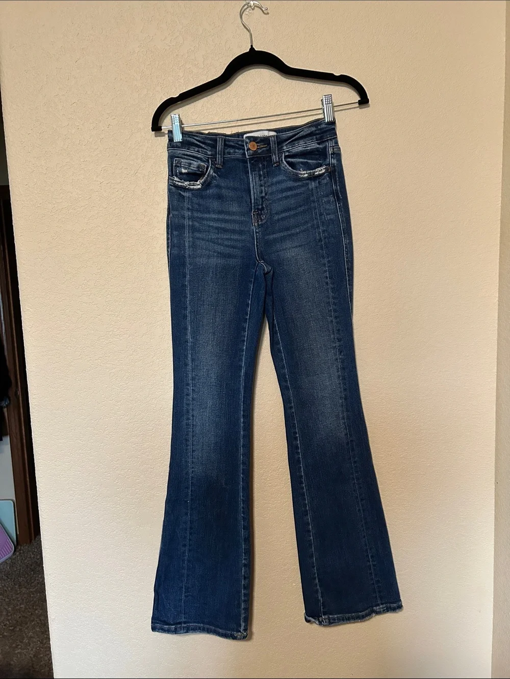 Flying Monkey High Rise Bootcut Jeans Size 25 Dark Wash Stretch Flare Y2K
